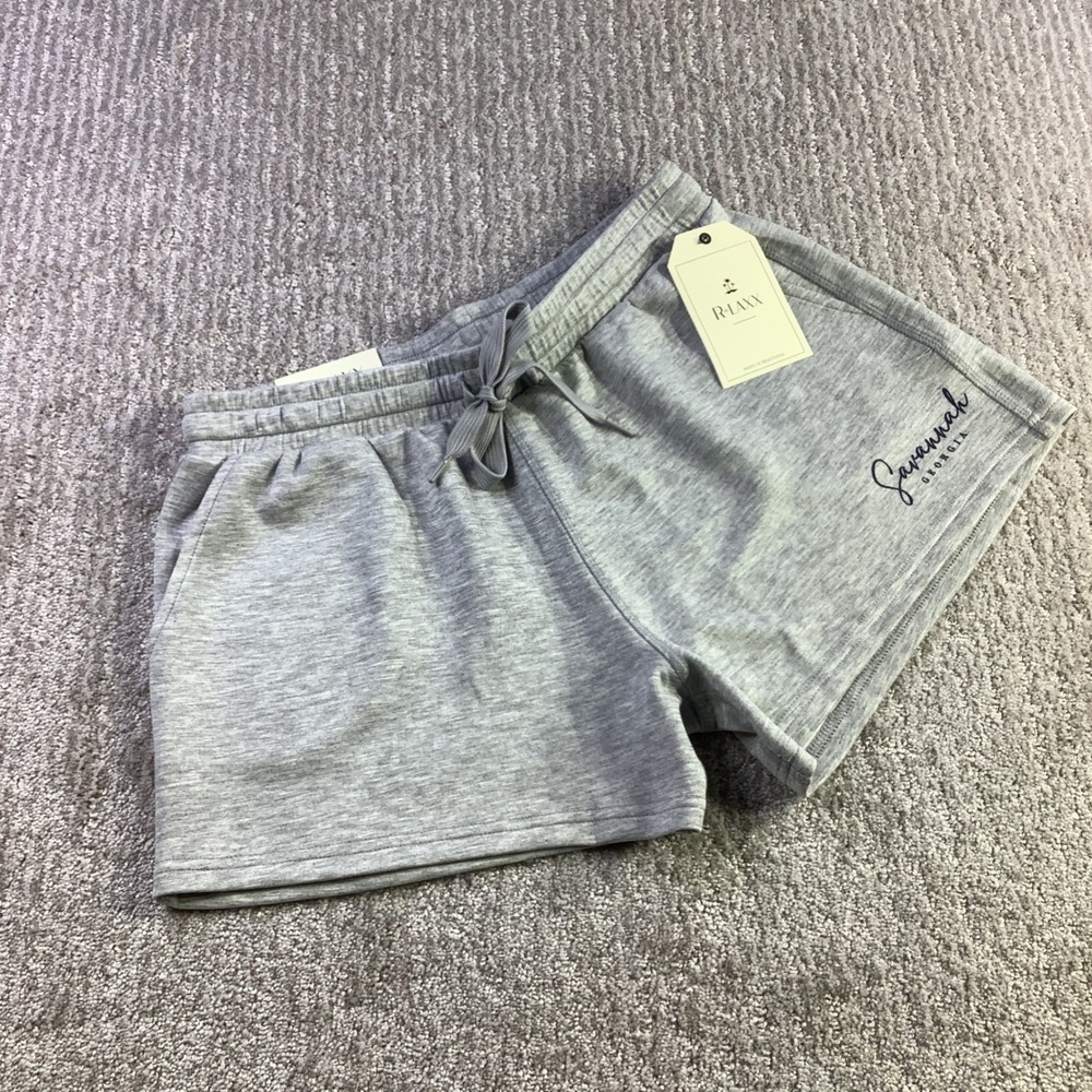 R+LAXX Savannah Georgia Ash Grey Soft Touch Lounge Shorts Womens Small NWT